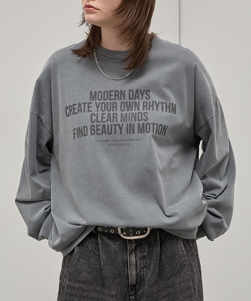 Alfred Alex(アルフレッドアレックス)の「【Alfred Alex】Vintage Statement L/S Tee / ヴィンテージライク メッセージプリント ロンT(Tシャツ/カットソー・メンズ・ブラック/ブラック系/ブルー/グレー・L/M)」の17枚目の写真