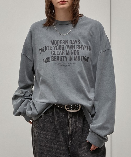 Alfred Alex(アルフレッドアレックス)の「【Alfred Alex】Vintage Statement L/S Tee / ヴィンテージライク メッセージプリント ロンT(Tシャツ/カットソー・メンズ・ブラック/ブラック系/ブルー/グレー・L/M)」の19枚目の写真