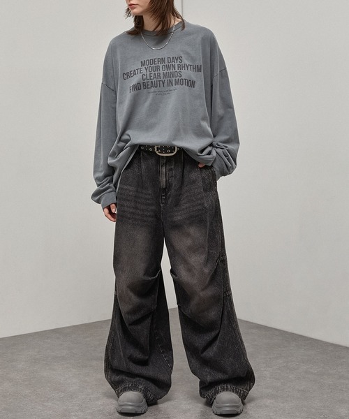 Alfred Alex(アルフレッドアレックス)の「【Alfred Alex】Vintage Statement L/S Tee / ヴィンテージライク メッセージプリント ロンT(Tシャツ/カットソー・メンズ・ブラック/ブラック系/ブルー/グレー・L/M)」の22枚目の写真