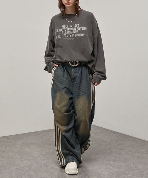 Alfred Alex(アルフレッドアレックス)の「【Alfred Alex】Vintage Statement L/S Tee / ヴィンテージライク メッセージプリント ロンT(Tシャツ/カットソー・メンズ・ブラック/ブラック系/ブルー/グレー・L/M)」の10枚目の写真