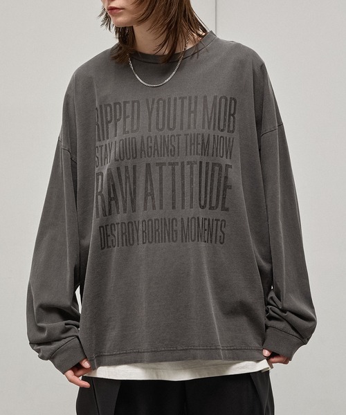 Alfred Alex(アルフレッドアレックス)の「【Alfred Alex】Vintage Statement L/S Tee / ヴィンテージライク メッセージプリント ロンT(Tシャツ/カットソー・メンズ・ブラック/ブラック系/ブルー/グレー・L/M)」の13枚目の写真