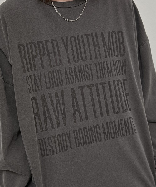 Alfred Alex(アルフレッドアレックス)の「【Alfred Alex】Vintage Statement L/S Tee / ヴィンテージライク メッセージプリント ロンT(Tシャツ/カットソー・メンズ・ブラック/ブラック系/ブルー/グレー・L/M)」の15枚目の写真