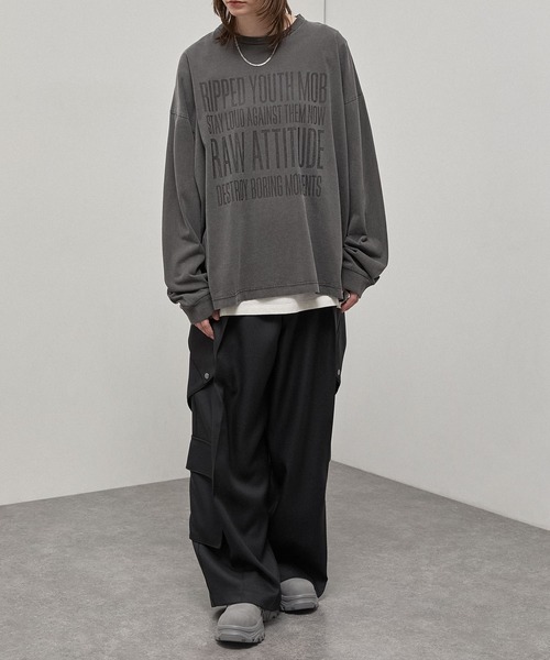 Alfred Alex(アルフレッドアレックス)の「【Alfred Alex】Vintage Statement L/S Tee / ヴィンテージライク メッセージプリント ロンT(Tシャツ/カットソー・メンズ・ブラック/ブラック系/ブルー/グレー・L/M)」の16枚目の写真
