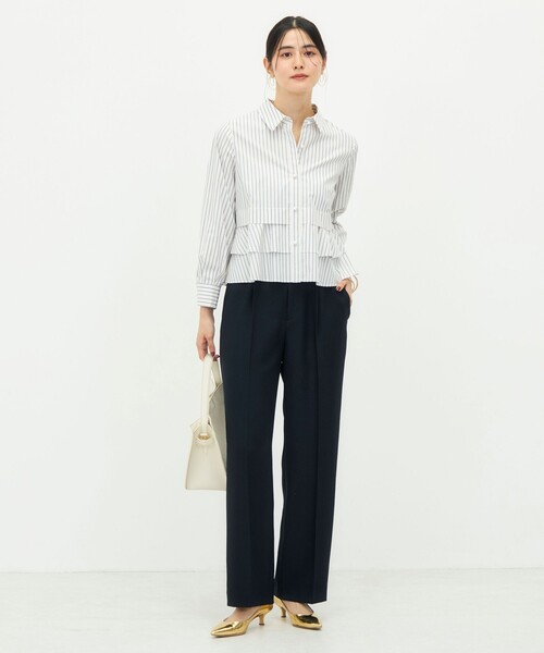 NOLLEY’S（ノーリーズ）の「《セットアップ対応》ウォッシャブルシャーク愛されセミワイドパンツ（その他パンツ・レディース・ブラウン/ネイビー/グレイッシュベージュ・34/36/38/40）」の14枚目の写真