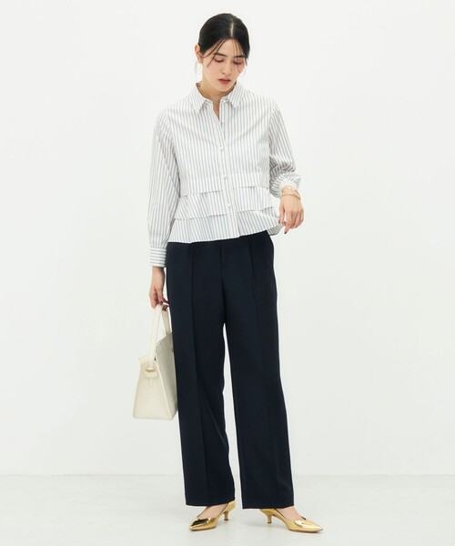 NOLLEY’S（ノーリーズ）の「《セットアップ対応》ウォッシャブルシャーク愛されセミワイドパンツ（その他パンツ・レディース・ブラウン/ネイビー/グレイッシュベージュ・34/36/38/40）」の15枚目の写真