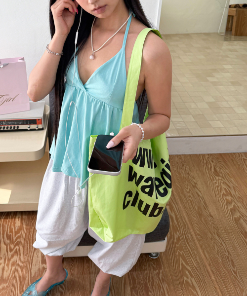 WAVEGIRL(ウェーブガール)の「W club eco bag (5color)(エコバッグ/サブバッグ・レディース・Cream/ミント/PINK/ブルー/ライトグリーン・FREE)」の12枚目の写真