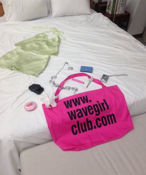 WAVEGIRL(ウェーブガール)の「W club eco bag (5color)(エコバッグ/サブバッグ・レディース・Cream/ミント/PINK/ブルー/ライトグリーン・FREE)」の10枚目の写真