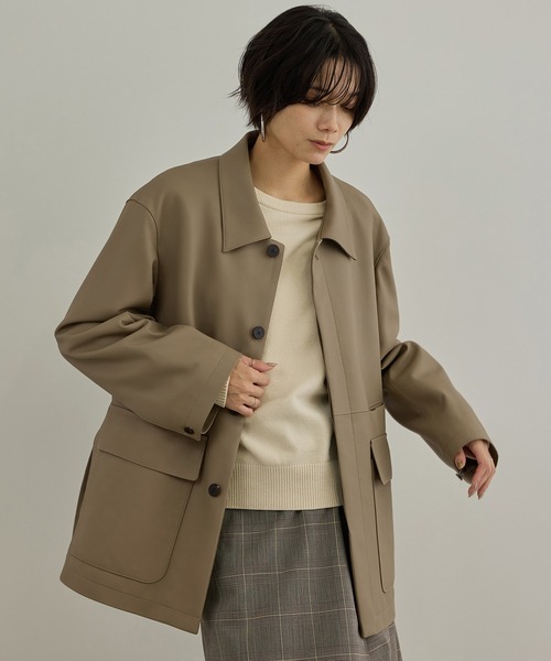 SALON adam et rope'(サロン アダム エ ロペ)の「ラムレザーカバーオール / セットアップ対応(カバーオール・レディース・ベージュ/ダークブラウン・FREE)」の5枚目の写真