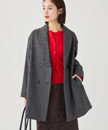 【顔まわりスッキリ】ショールカラー ミドル丈コート