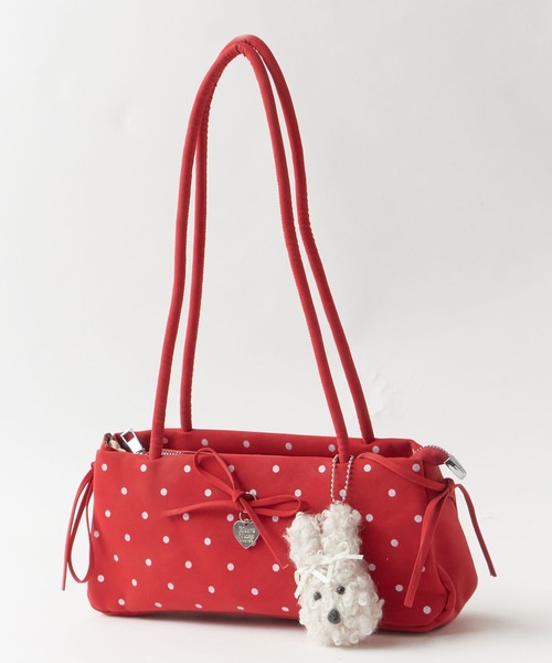 Chick(チック)の「Dot Ribbon Square Shoulder Bag with Charm / チャーム付き ドット柄 リボン スクエア ショルダーバッグ 横長 ガーリー フェミニン レディース 2026年 夏 夏服(ショルダーバッグ・レディース・レッド/ブラック/ホワイト・FREE)」の10枚目の写真