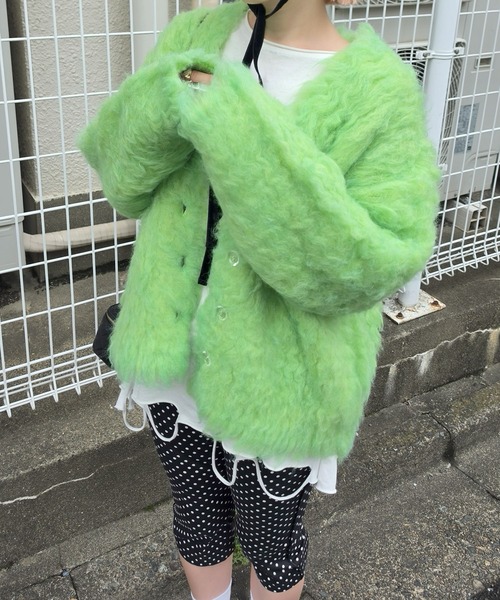 Alley Tokyo（アリートーキョー）の「もっさもさ過ぎるカーデ（カーディガン/ボレロ・レディース・ラベンダー/サックスブルー/レッド/ライトグリーン/オフホワイト・FREE）」の3枚目の写真