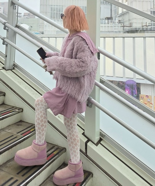 Alley Tokyo（アリートーキョー）の「もっさもさ過ぎるカーデ（カーディガン/ボレロ・レディース・ラベンダー/サックスブルー/レッド/ライトグリーン/オフホワイト・FREE）」の19枚目の写真