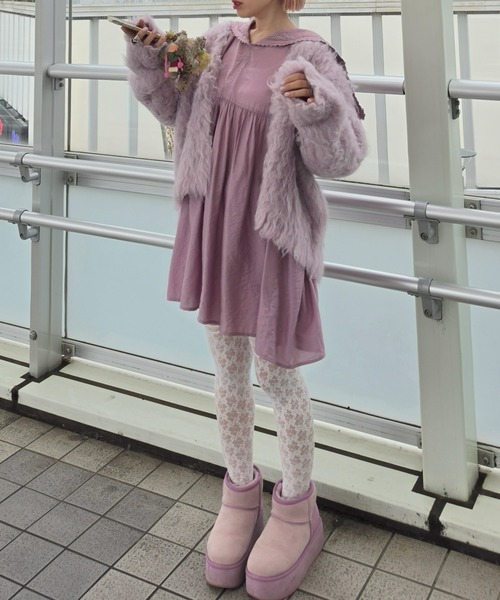 Alley Tokyo（アリートーキョー）の「もっさもさ過ぎるカーデ（カーディガン/ボレロ・レディース・ラベンダー/サックスブルー/レッド/ライトグリーン/オフホワイト・FREE）」の21枚目の写真