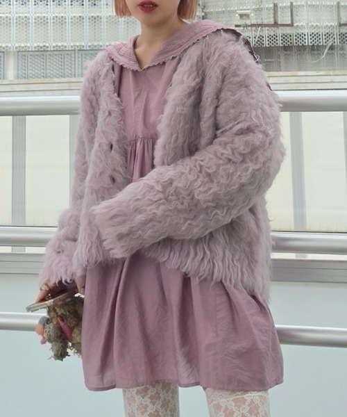 Alley Tokyo（アリートーキョー）の「もっさもさ過ぎるカーデ（カーディガン/ボレロ・レディース・ラベンダー/サックスブルー/レッド/ライトグリーン/オフホワイト・FREE）」の16枚目の写真
