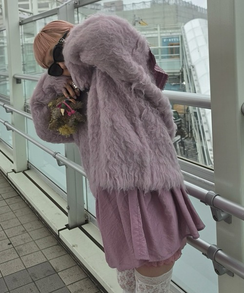Alley Tokyo（アリートーキョー）の「もっさもさ過ぎるカーデ（カーディガン/ボレロ・レディース・ラベンダー/サックスブルー/レッド/ライトグリーン/オフホワイト・FREE）」の18枚目の写真