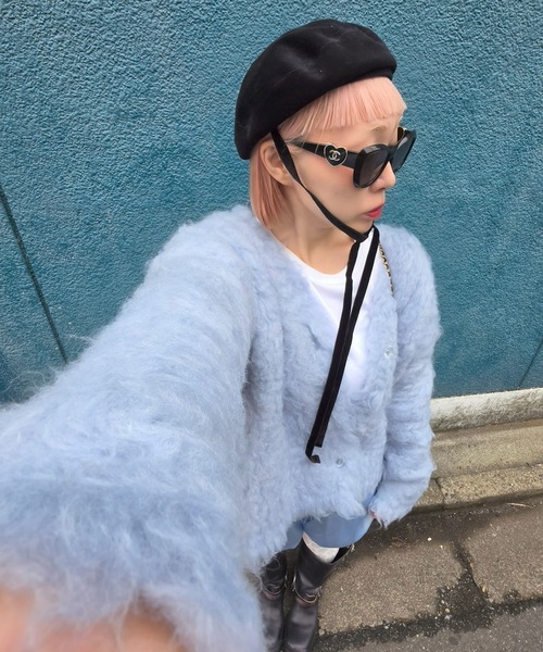 Alley Tokyo（アリートーキョー）の「もっさもさ過ぎるカーデ（カーディガン/ボレロ・レディース・ラベンダー/サックスブルー/レッド/ライトグリーン/オフホワイト・FREE）」の11枚目の写真