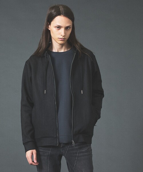 5351 POUR LES HOMMES(ゴーサンゴーイチプールオム)の「【セットアップ対応】エンボス ストレッチ スウェード ジップ フーディー(パーカー・メンズ・チャコールグレー/ブラック・50/48/46/44)」の3枚目の写真
