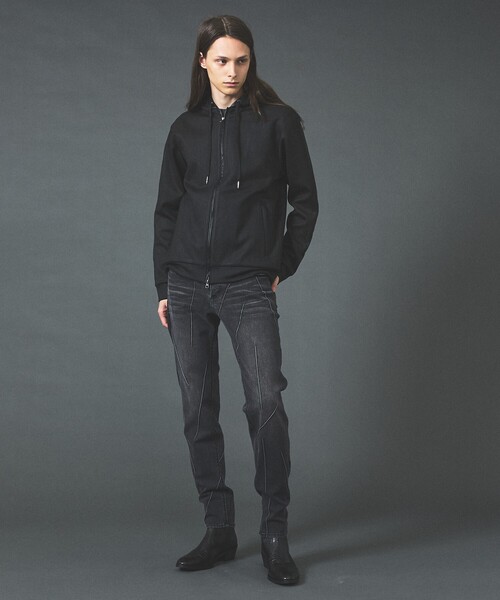 5351 POUR LES HOMMES(ゴーサンゴーイチプールオム)の「【セットアップ対応】エンボス ストレッチ スウェード ジップ フーディー(パーカー・メンズ・チャコールグレー/ブラック・50/48/46/44)」の4枚目の写真