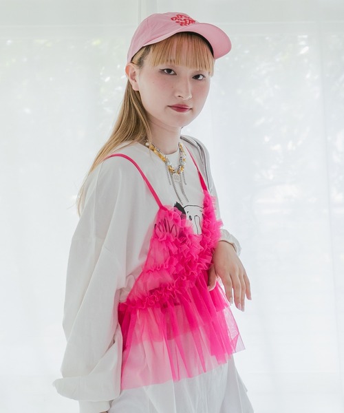 MARKEY'S（マーキーズ）の「【Hungry Heart】別注 チュールキャミ/おとな（キャミソール・レディース・ピンク/ブラック/アイボリー・FREE）」の5枚目の写真