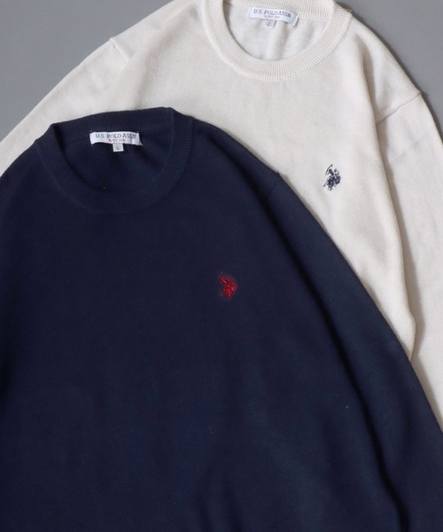 U.S. POLO ASSN.(ユーエスポロアッスン)の「U.S. POLO ASSN./ユーエスポロアッスン ワンポイント刺繍 ウール混 ハイゲージ ニットプルオーバー セーター(ニット/セーター・メンズ・ネイビー/グレー/ブラック/モカ/アイボリー・L/M/LL)」の5枚目の写真