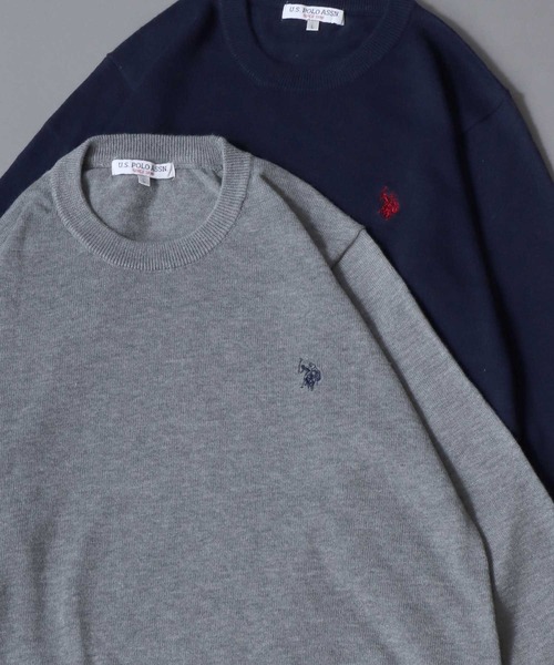 U.S. POLO ASSN.(ユーエスポロアッスン)の「U.S. POLO ASSN./ユーエスポロアッスン ワンポイント刺繍 ウール混 ハイゲージ ニットプルオーバー セーター(ニット/セーター・メンズ・ネイビー/グレー/ブラック/モカ/アイボリー・L/M/LL)」の3枚目の写真