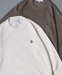 U.S. POLO ASSN./ユーエスポロアッスン ワンポイント刺繍 ウール混 ハイゲージ ニットプルオーバー セーター