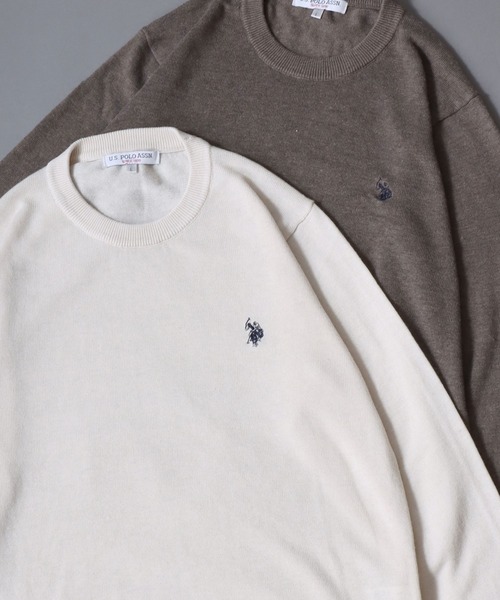 U.S. POLO ASSN.(ユーエスポロアッスン)の「U.S. POLO ASSN./ユーエスポロアッスン ワンポイント刺繍 ウール混 ハイゲージ ニットプルオーバー セーター(ニット/セーター・メンズ・ネイビー/グレー/ブラック/モカ/アイボリー・L/M/LL)」の2枚目の写真