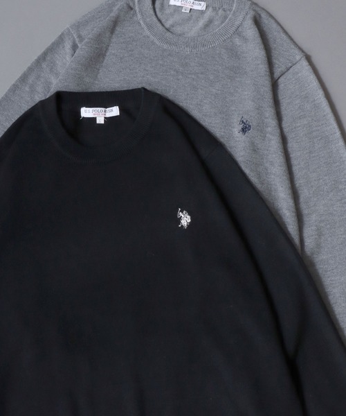U.S. POLO ASSN.(ユーエスポロアッスン)の「U.S. POLO ASSN./ユーエスポロアッスン ワンポイント刺繍 ウール混 ハイゲージ ニットプルオーバー セーター(ニット/セーター・メンズ・ネイビー/グレー/ブラック/モカ/アイボリー・L/M/LL)」の1枚目の写真