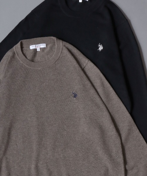 U.S. POLO ASSN.(ユーエスポロアッスン)の「U.S. POLO ASSN./ユーエスポロアッスン ワンポイント刺繍 ウール混 ハイゲージ ニットプルオーバー セーター(ニット/セーター・メンズ・ネイビー/グレー/ブラック/モカ/アイボリー・L/M/LL)」の4枚目の写真