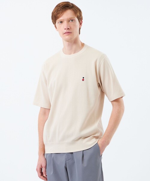 MACKINTOSH PHILOSOPHY(マッキントッシュ フィロソフィー)の「BUCKINGHAM BEAR ワイドリブTシャツ サーフニット(Tシャツ/カットソー・メンズ・ダークネイビー/オフホワイト/グリーン系その他4・38/40)」の1枚目の写真