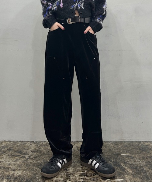 PAGEBOY(ページボーイ)の「ダブルニーベロアパンツ(その他パンツ・レディース・ブラック/レオパード/ネイビー・SMALL/MEDIUM)」の4枚目の写真