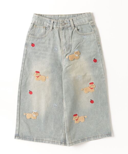 FREE STYLISTS(フリー スタイリスト)の「犬ちゃんアニマル刺繍7分丈デニムパンツ(デニムパンツ・レディース・ブルー/ライトブルー・XXL/XS/XL/M/L)」の1枚目の写真