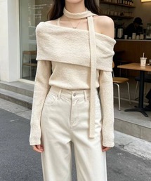 ストール付オフショルダートップス