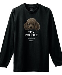 Moftique(モフティック) 長袖Tシャツ トイプードル 犬 ドッグ ペット アニマル プリント 袖リブ ロンT トップス レディース