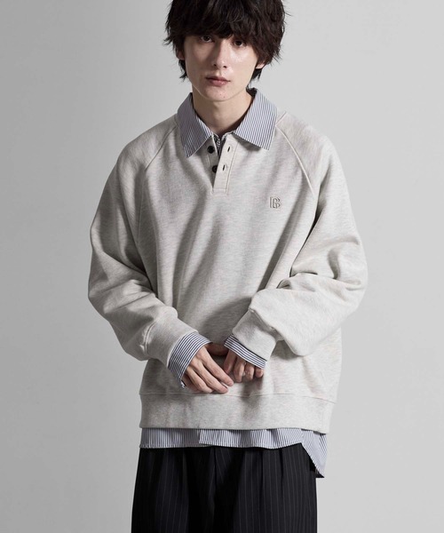 RUUBON(ルーボン)の「【RUUBON】henley neck logo sweat / ヘンリーネックロゴスウェット(スウェット・メンズ・ブラック/ライトグレー・L/M/S)」の12枚目の写真