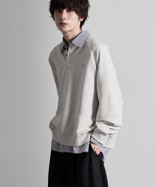 RUUBON(ルーボン)の「【RUUBON】henley neck logo sweat / ヘンリーネックロゴスウェット(スウェット・メンズ・ブラック/ライトグレー・L/M/S)」の14枚目の写真