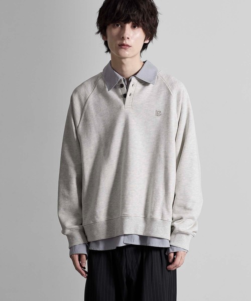 RUUBON(ルーボン)の「【RUUBON】henley neck logo sweat / ヘンリーネックロゴスウェット(スウェット・メンズ・ブラック/ライトグレー・L/M/S)」の13枚目の写真