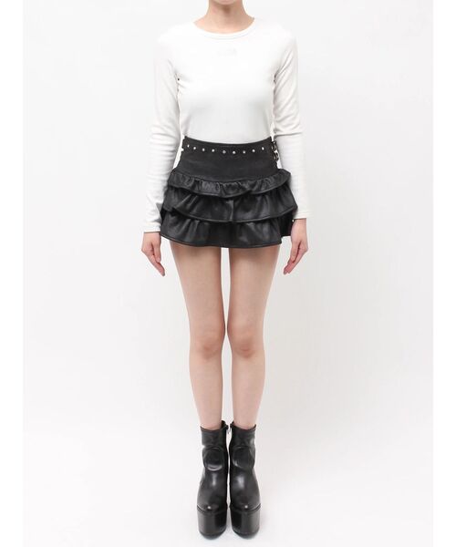 GYDA(ジェイダ)の「bijou design フェイクレザー tiered S(スカート・レディース・ブラウン/ブラック・FREE)」の10枚目の写真