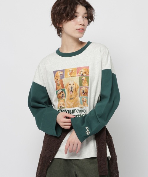 niko and...（ニコアンド）の「スナップアニマルベースボールTシャツ（Tシャツ/カットソー・レディース・ライトグレー/チャコール/ナチュラル/ベージュ・FREE）」の4枚目の写真