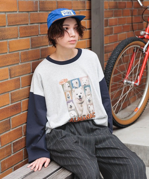 niko and...（ニコアンド）の「スナップアニマルベースボールTシャツ（Tシャツ/カットソー・レディース・ライトグレー/チャコール/ナチュラル/ベージュ・FREE）」の7枚目の写真