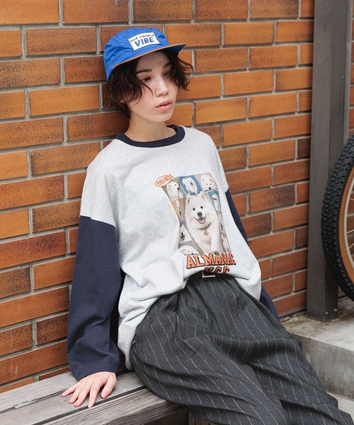 niko and...（ニコアンド）の「スナップアニマルベースボールTシャツ（Tシャツ/カットソー・レディース・ライトグレー/チャコール/ナチュラル/ベージュ・FREE）」の8枚目の写真