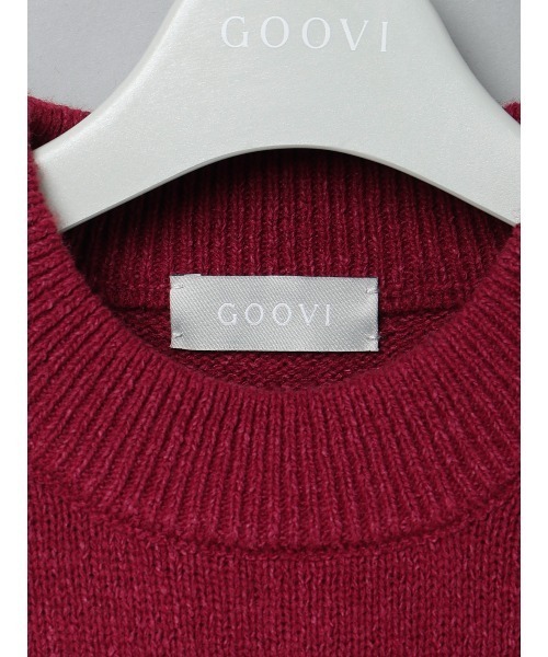 GOOVI(グービ)の「GOOVI/モックネックニット/長袖/ウォッシャブル/和紙×ラムズウールブレンド/無地(ニット/セーター・メンズ・レッド/ホワイト・3/2/1)」の7枚目の写真