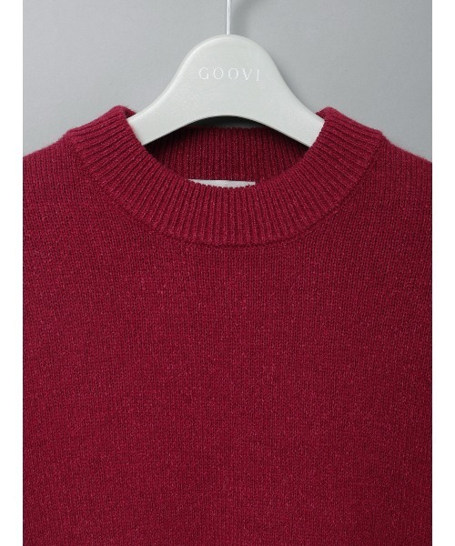 GOOVI(グービ)の「GOOVI/モックネックニット/長袖/ウォッシャブル/和紙×ラムズウールブレンド/無地(ニット/セーター・メンズ・レッド/ホワイト・3/2/1)」の4枚目の写真