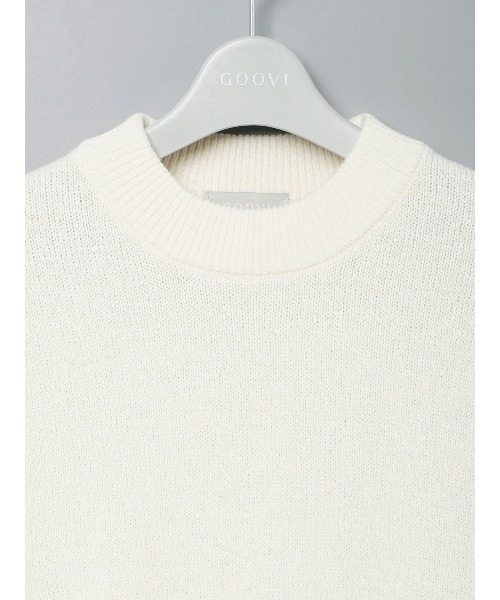 GOOVI(グービ)の「GOOVI/モックネックニット/長袖/ウォッシャブル/和紙×ラムズウールブレンド/無地(ニット/セーター・メンズ・レッド/ホワイト・3/2/1)」の10枚目の写真