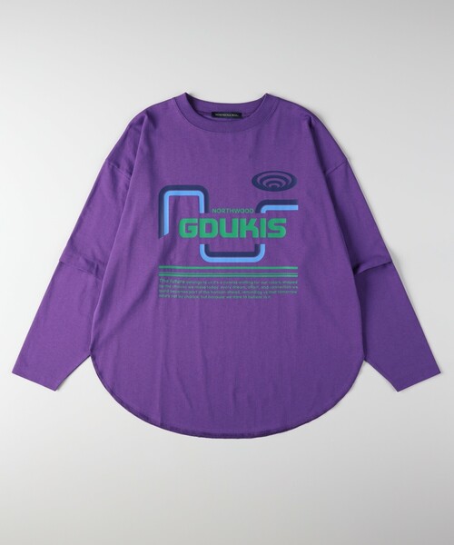 HONEYSUCKLE ROSE(ハニーサックルローズ)の「レトログラフィックロンT(Tシャツ/カットソー・レディース・パープル/オフホワイト/ベージュ・04/05)」の4枚目の写真