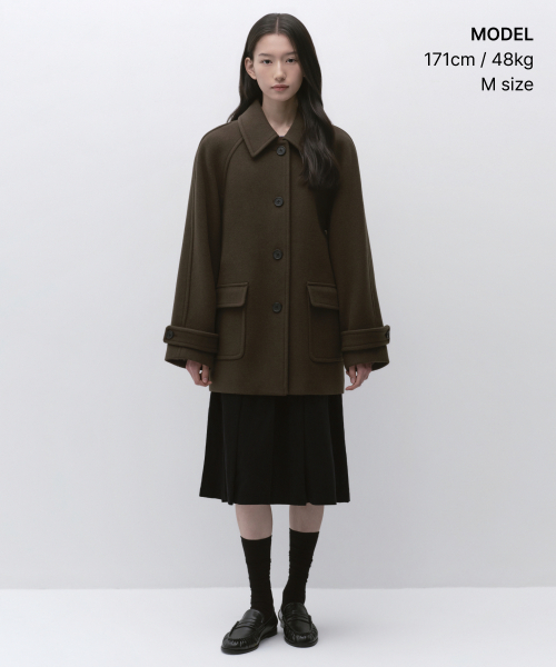 MUSINSA STANDARD WOMAN（ムシンサスタンダードウーマン）の「ウィメンズカシミヤブレンドハーフバルマカンコート[ブラウン]（チェスターコート・レディース・その他・X-SMALL/SMALL/MEDIUM/LARGE）」の2枚目の写真