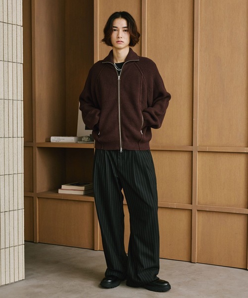 RAGEBLUE(レイジブルー)の「DOUBLE ZIP DRIVERS KNITTED SWEATER/ダブルジップドライバーズニット(ニット/セーター・メンズ・ブラウン/ブラック・MEDIUM/LARGE)」の3枚目の写真