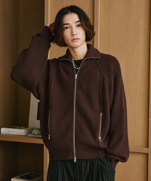 RAGEBLUE(レイジブルー)の「DOUBLE ZIP DRIVERS KNITTED SWEATER/ダブルジップドライバーズニット(ニット/セーター・メンズ・ブラウン/ブラック・MEDIUM/LARGE)」の5枚目の写真