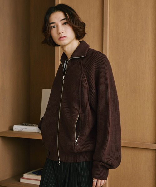 RAGEBLUE(レイジブルー)の「DOUBLE ZIP DRIVERS KNITTED SWEATER/ダブルジップドライバーズニット(ニット/セーター・メンズ・ブラウン/ブラック・MEDIUM/LARGE)」の7枚目の写真