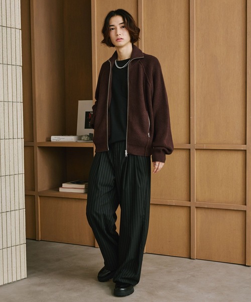 RAGEBLUE(レイジブルー)の「DOUBLE ZIP DRIVERS KNITTED SWEATER/ダブルジップドライバーズニット(ニット/セーター・メンズ・ブラウン/ブラック・MEDIUM/LARGE)」の9枚目の写真